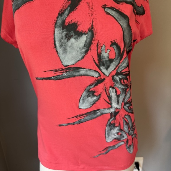 Delpozo Coral Abstract Floral Print Signature Designer Women’s T-shirt Sz M - Picture 5 of 7